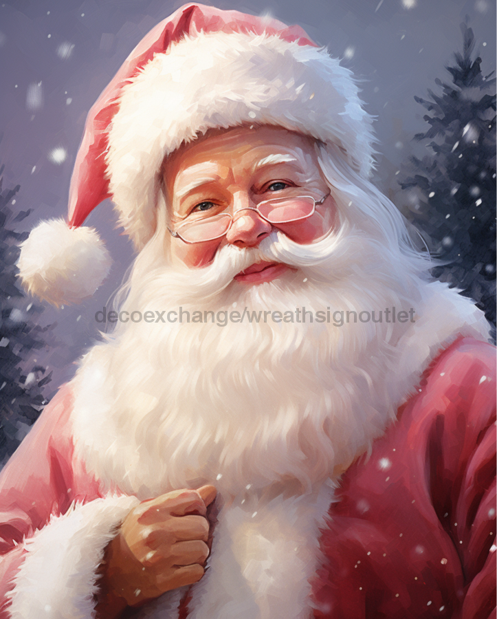 Pink Santa Sign Christmas Dco-00690 For Wreath 8X10 Metal