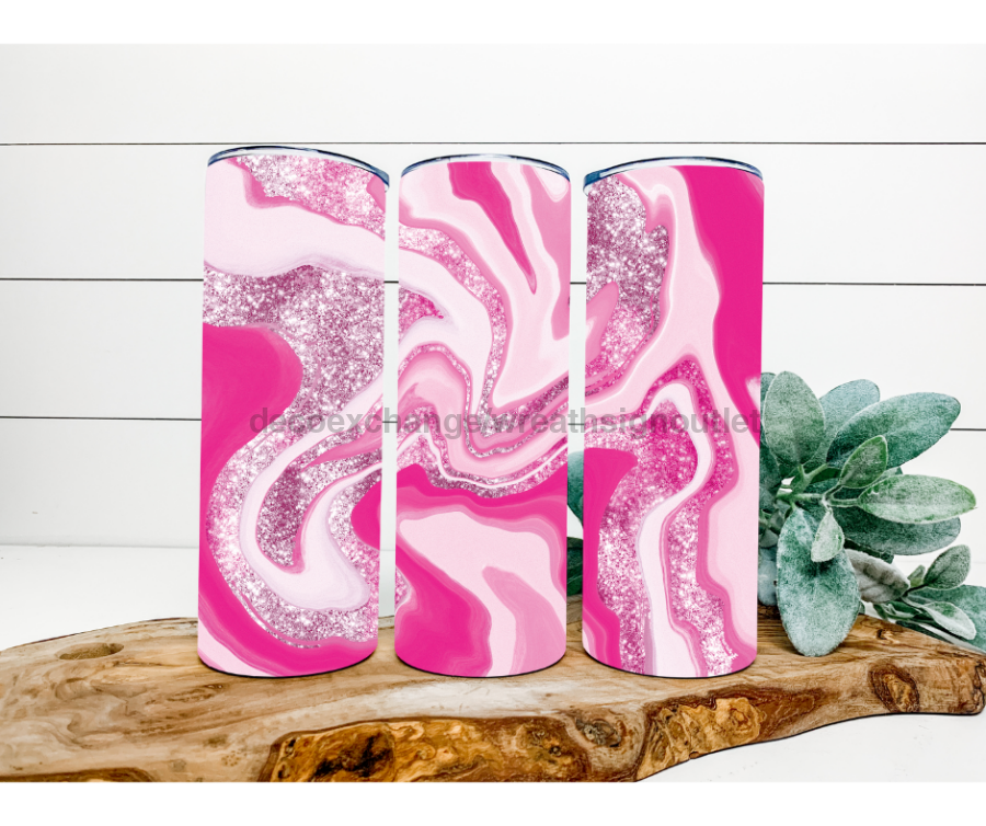 Pink Swirl Tumbler, 20 oz Skinny Tumbler - DECOETUMBLER-192