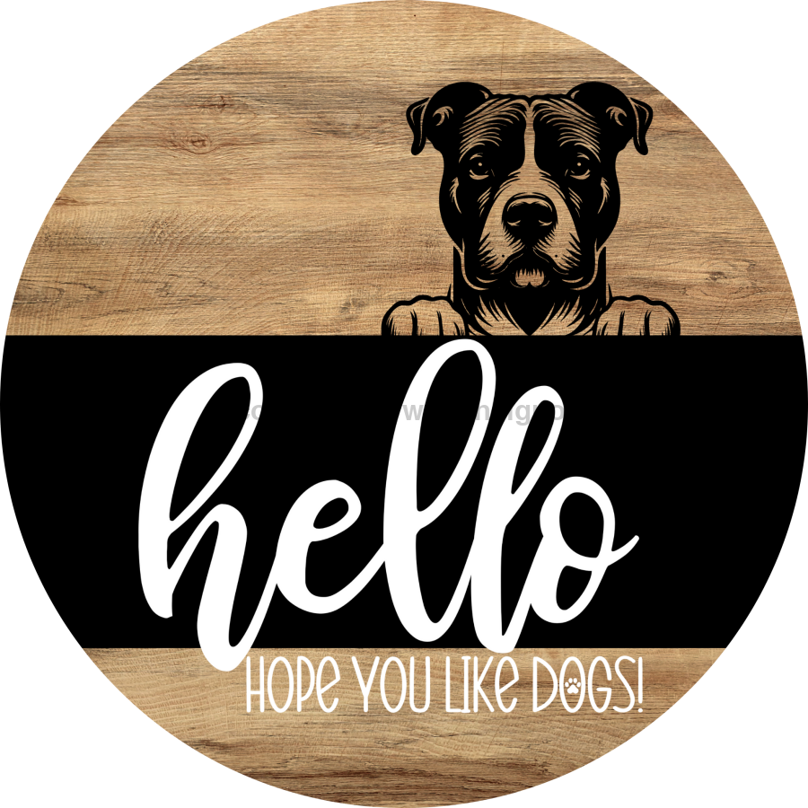 Dog Door Hanger, Hello Brought Treats Door Hanger, DCO-01975-DH, 18" Round Wood