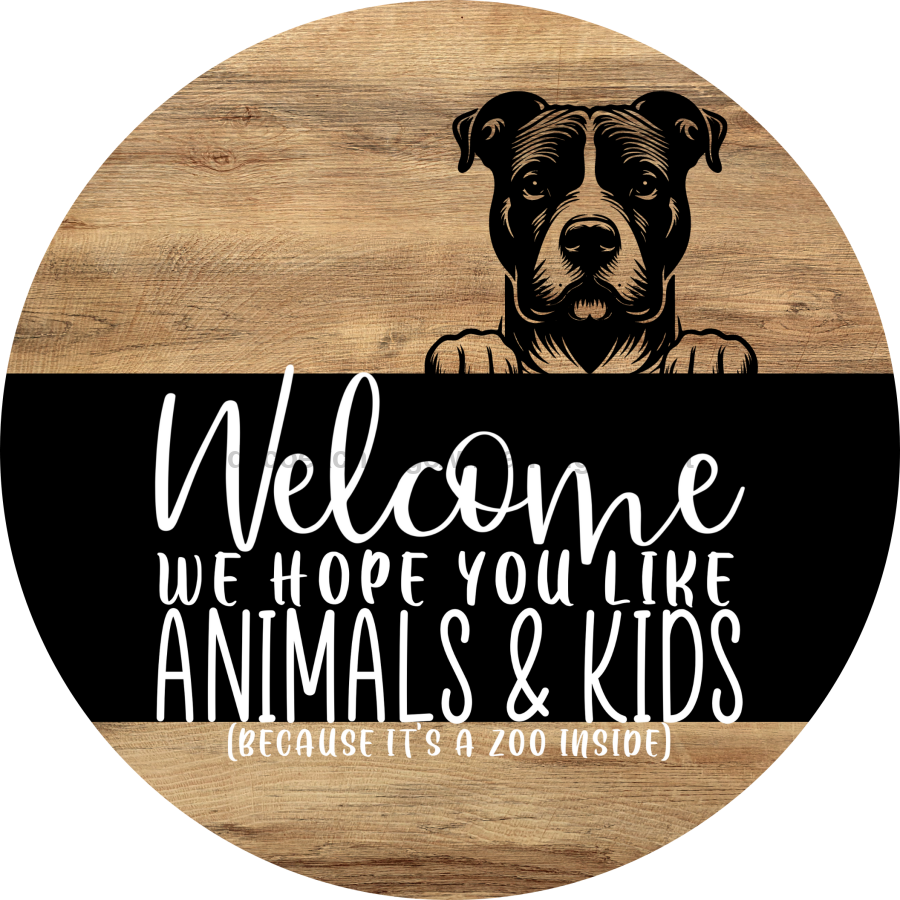 Dog Door Hanger, Hello Brought Treats Door Hanger, DCO-01975-DH, 18" Round Wood