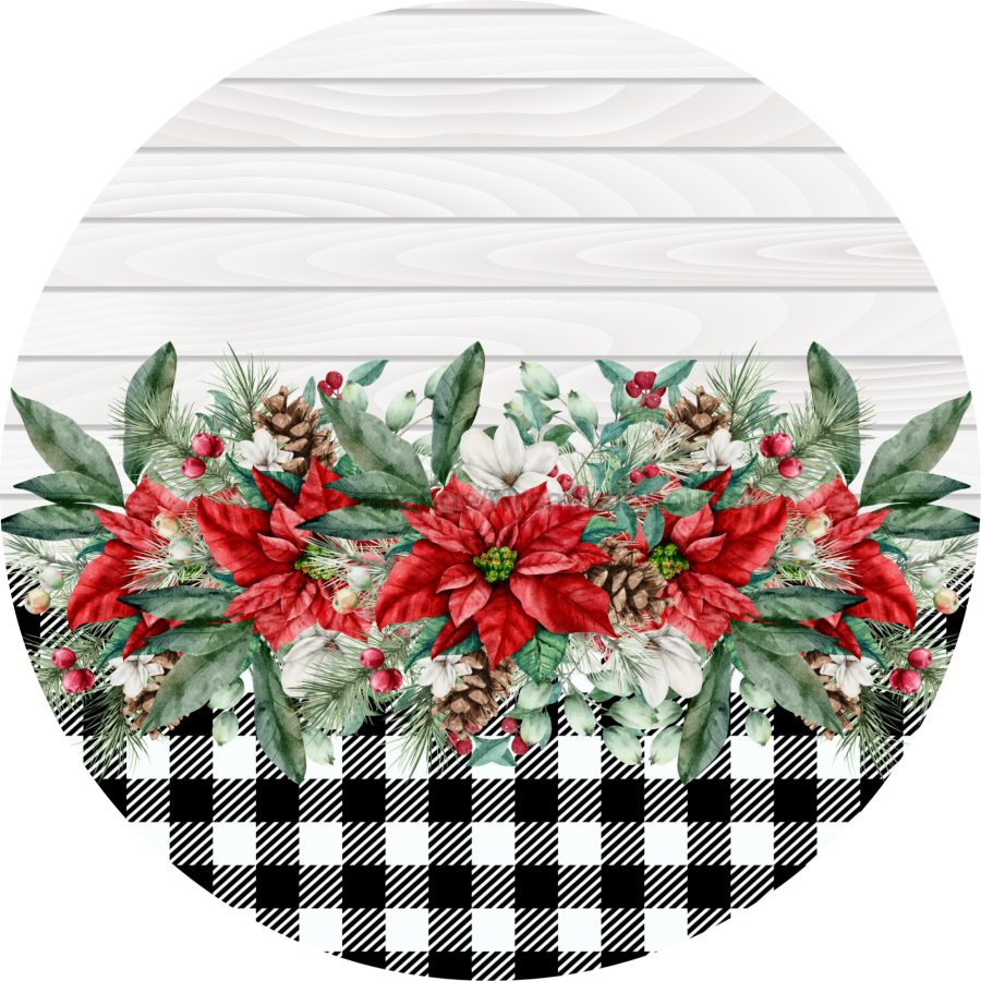 Poinsettia Sign Blank Dco-00775 For Wreath 10 Round Metal