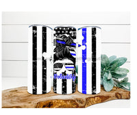 Thumbnail for Police Wife Tumbler, Flag with Blue Line Tumbler 20 oz Skinny Tumbler - DECOETUMBLER-238