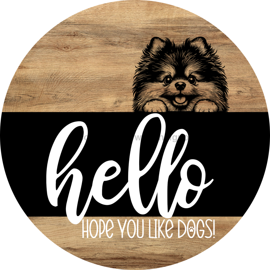 Dog Door Hanger, Hello Brought Treats Door Hanger, DCO-01975-DH, 18" Round Wood