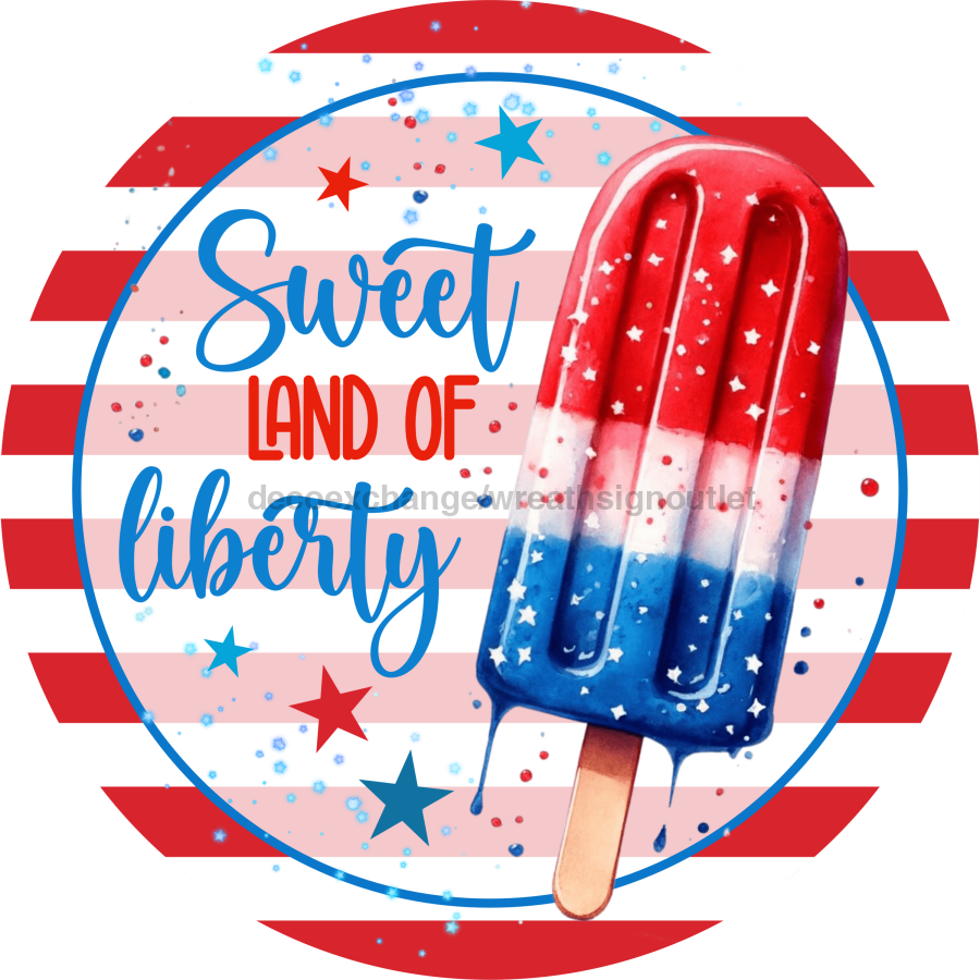 Pop Cicle Patriotic Sign, DECOE-5255-D, Sign For Wreath, 10" Wood Sign