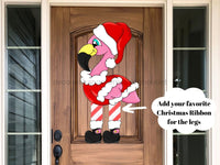 Thumbnail for Pre-Order: Christmas Sign Flamingo Santa Ribbon Legs Wood Sign Cr-W-095-Dh 22 Door Hanger