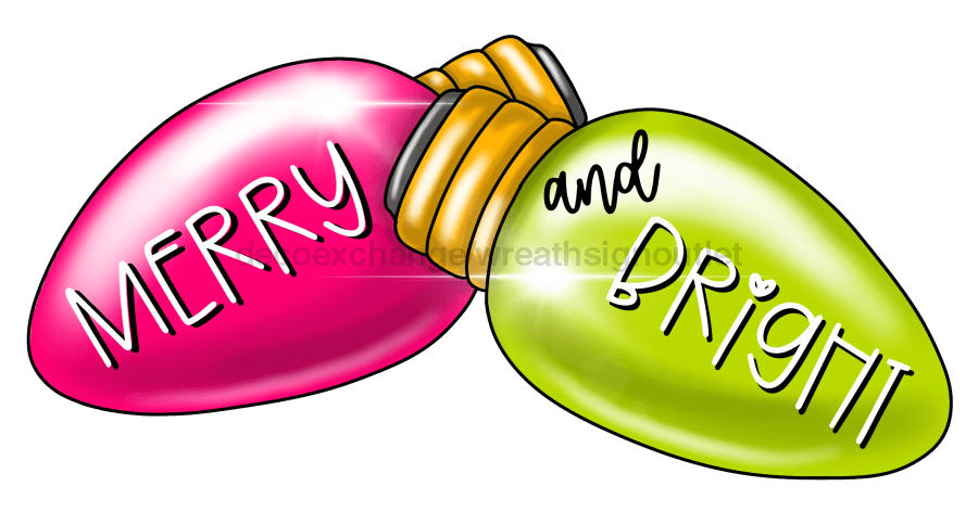 Pre-Order: Christmas Sign Merry And Bright Light Bulbs Wood Sign Pcd-W-064 22 Door Hanger