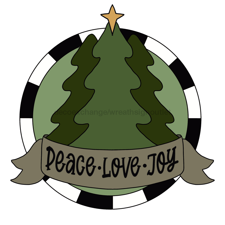 Pre-Order: Christmas Sign Peace Love Joy Tree Wood Sign Pcd-W-046 22 Door Hanger