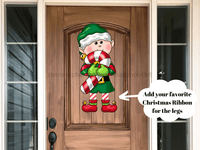 Thumbnail for Christmas Sign Ribbon Leg Elf Wood Sign Pcd-W-045 22 Door Hanger