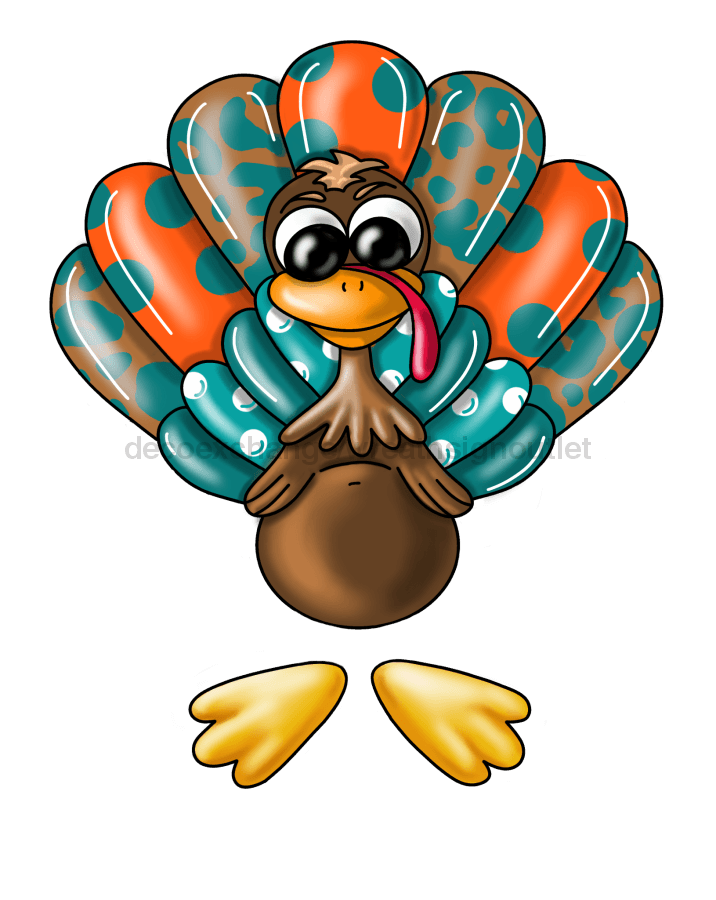 Pre-Order: Fall Sign Ribbon Leg Teal Turkey Wood Sign Pcd-W-059 22 Door Hanger