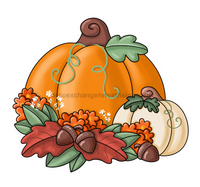 Thumbnail for Pumpkin and Florals Fall 22" Wood Door Hanger - PCD-W-180-DH