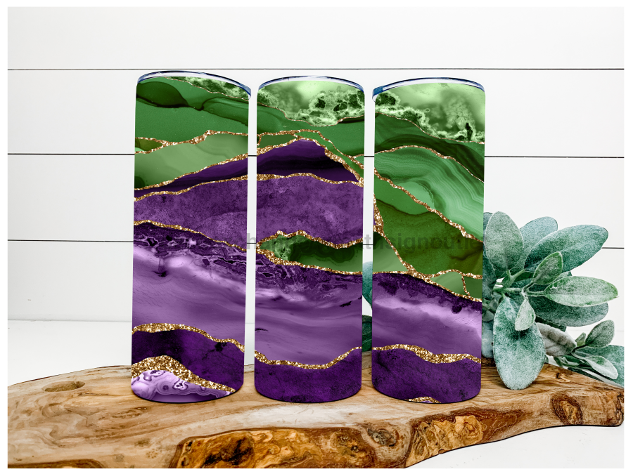 Purple and Green Tumbler, 20 oz Skinny Tumbler - DECOETUMBLER-109