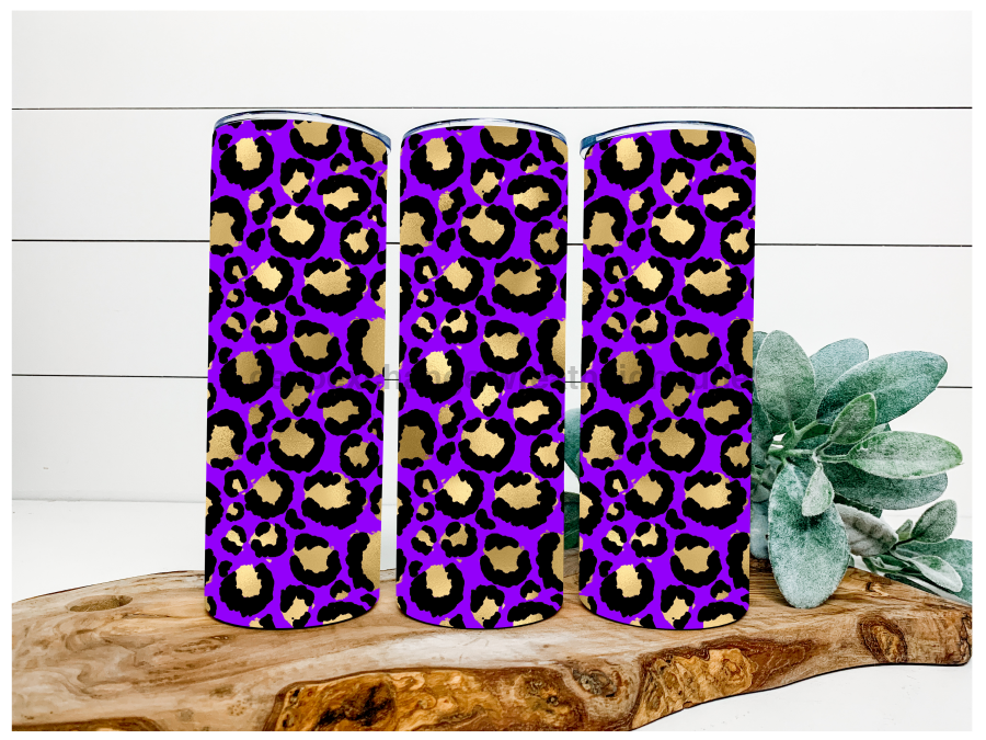 Purple Leopard Tumbler, 20 oz Skinny Tumbler - DECOETUMBLER-100