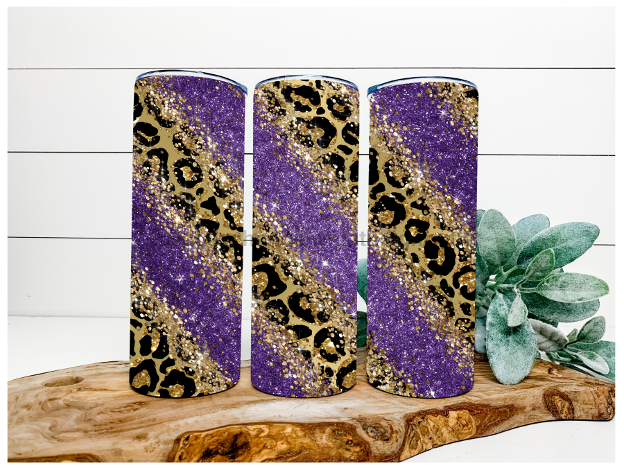 Purple Leopard Tumbler, 20 oz Skinny Tumbler - DECOETUMBLER-108