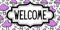 Thumbnail for Purple Mushroom Welcome Sign, DCO-01315, Sign For Wreath, 6x12