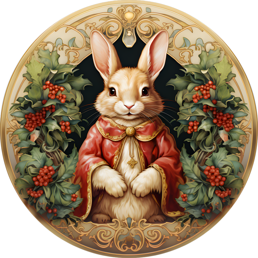 Rabbit Elegant 10" Metal Wreath Sign - DECOE-4668