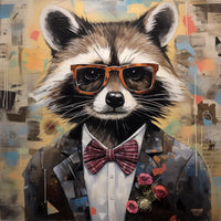 Thumbnail for Raccoon With Glasses Sign Funny Animal Wall Art Dco-01146 For Wreath 10X10 Metal