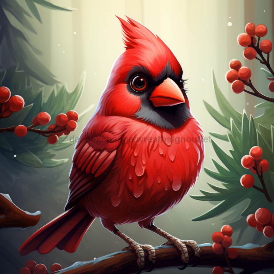 Red Cardinal Wall Art, MB-00029, Sign For Wreath, 10x10" Metal Sign