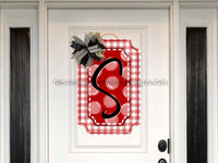 Thumbnail for Red Last Name Initial Sign Welcome Custom Decoe-W-178-Dh For Wreath Round 22 Wood Cutout S 18