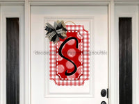 Thumbnail for Red Last Name Initial Sign Welcome Custom Decoe-W-178-Dh For Wreath Round 22 Wood Cutout S 18