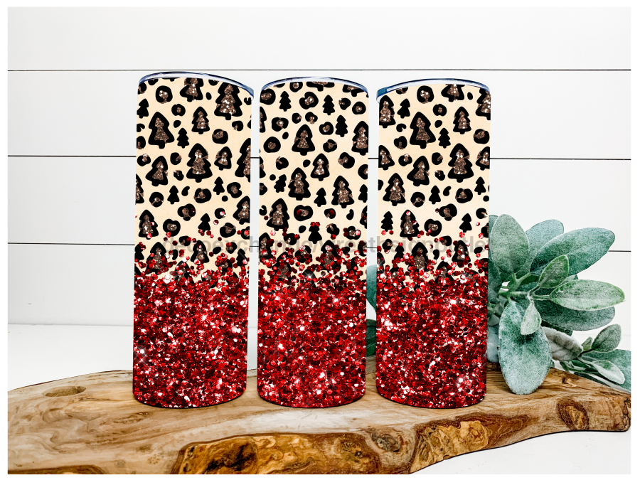 Red Leopard Tumbler, 20 oz Skinny Tumbler - DECOETUMBLER-093