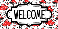 Thumbnail for Red Mushroom Welcome Sign, DCO-01312, Sign For Wreath, 6x12