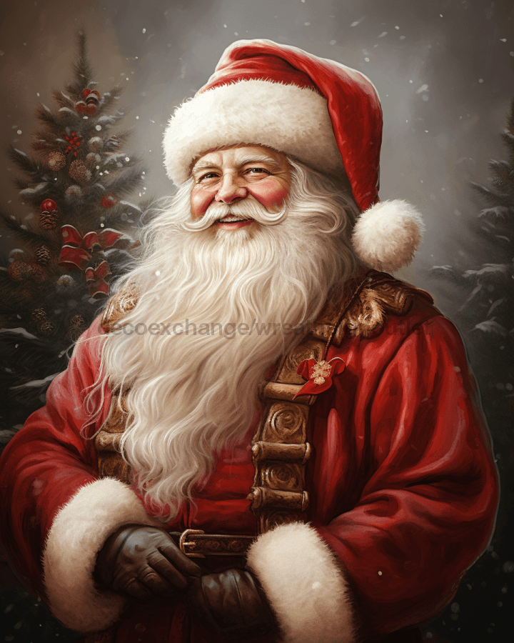 Red Santa Sign Christmas Dco-00708 For Wreath 8X10 Metal