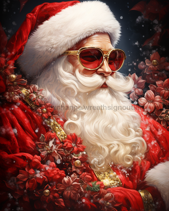 Red Santa Sign Christmas Dco-00710 For Wreath 8X10 Metal