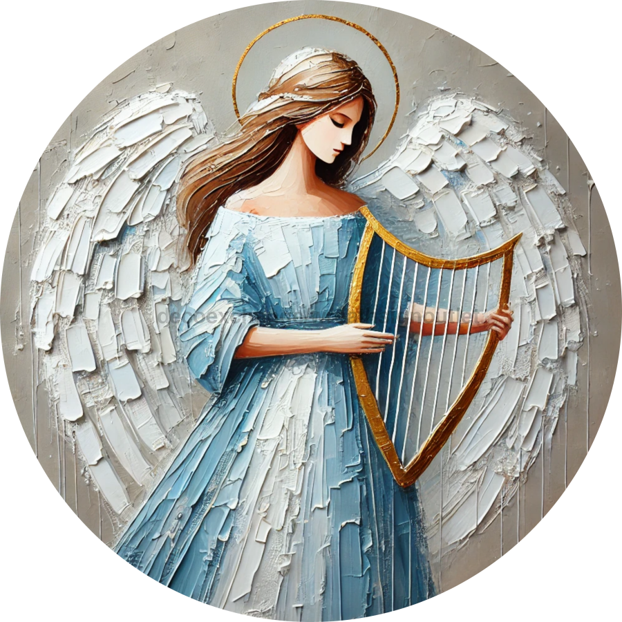 Religious Angel Sign, DECOE-5285-D, Sign For Wreath, 10" Wood Sign