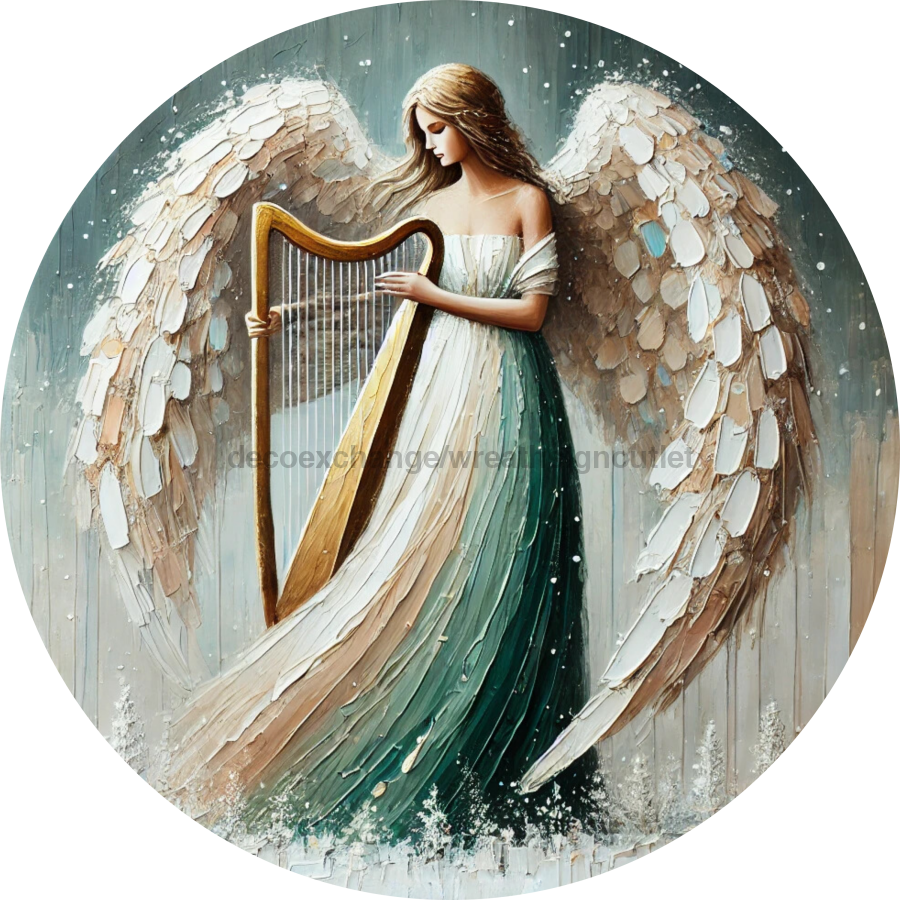 Religious Angel Sign, DECOE-5286-D, Sign For Wreath, 10" Wood Sign