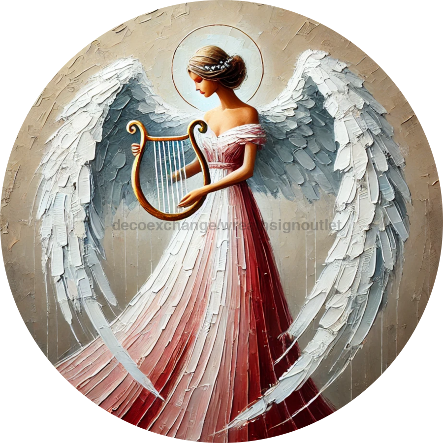 Religious Angel Sign, DECOE-5289-D, Sign For Wreath, 10" Wood Sign
