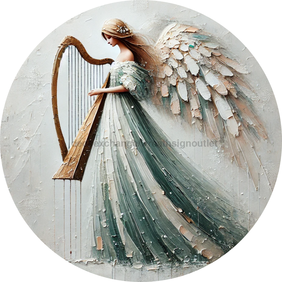 Religious Angel Sign, DECOE-5299-D, Sign For Wreath, 10" Wood Sign