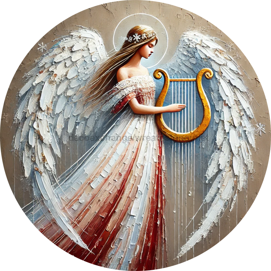 Religious Angel Sign, DECOE-5300-D, Sign For Wreath, 10" Wood Sign