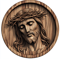 Thumbnail for Religious Jesus Wood Carving Sign, DCO-13301, Sign For Wreath, 10x10