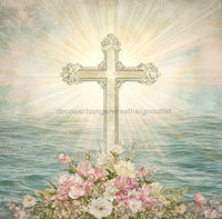 Thumbnail for Religious Sign, Cross Sign, DCO-02392, Sign For Wreath, 10x10 Metal Sign