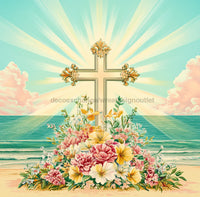 Thumbnail for Religious Sign, Cross Sign, DCO-02402, Sign For Wreath, 10x10 Metal Sign
