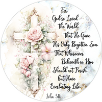 Thumbnail for Religious Cross 10" Metal Wreath Sign - DECOE-5207
