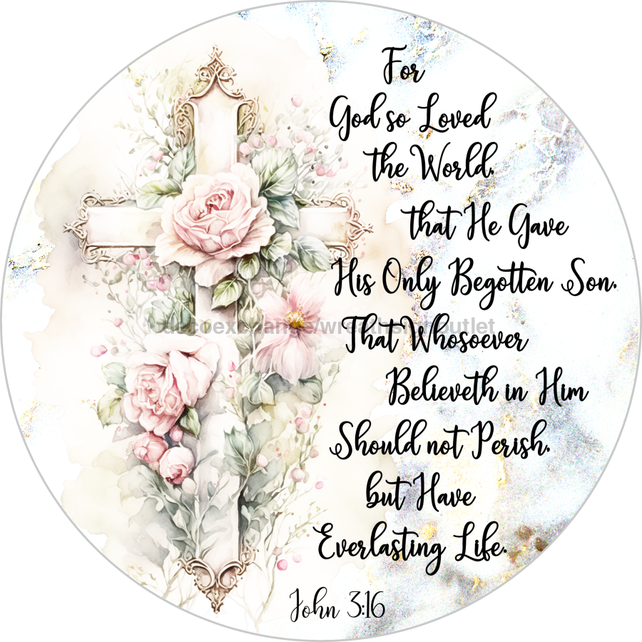 Religious Cross 10" Metal Wreath Sign - DECOE-5207
