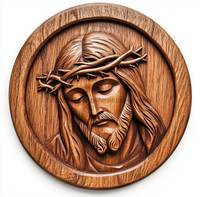 Thumbnail for Religious Wood Carving Jesus Sign, DCO-13480-D, Sign For Wreath, 10