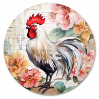 Thumbnail for Rooster Sign Floral Dco-00890 For Wreath 10 Round Metal