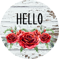 Thumbnail for Roses Sign Hello Dco-00787 For Wreath 10 Round Metal
