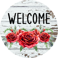 Thumbnail for Roses Sign Welcome Dco-00786 For Wreath 10 Round Metal