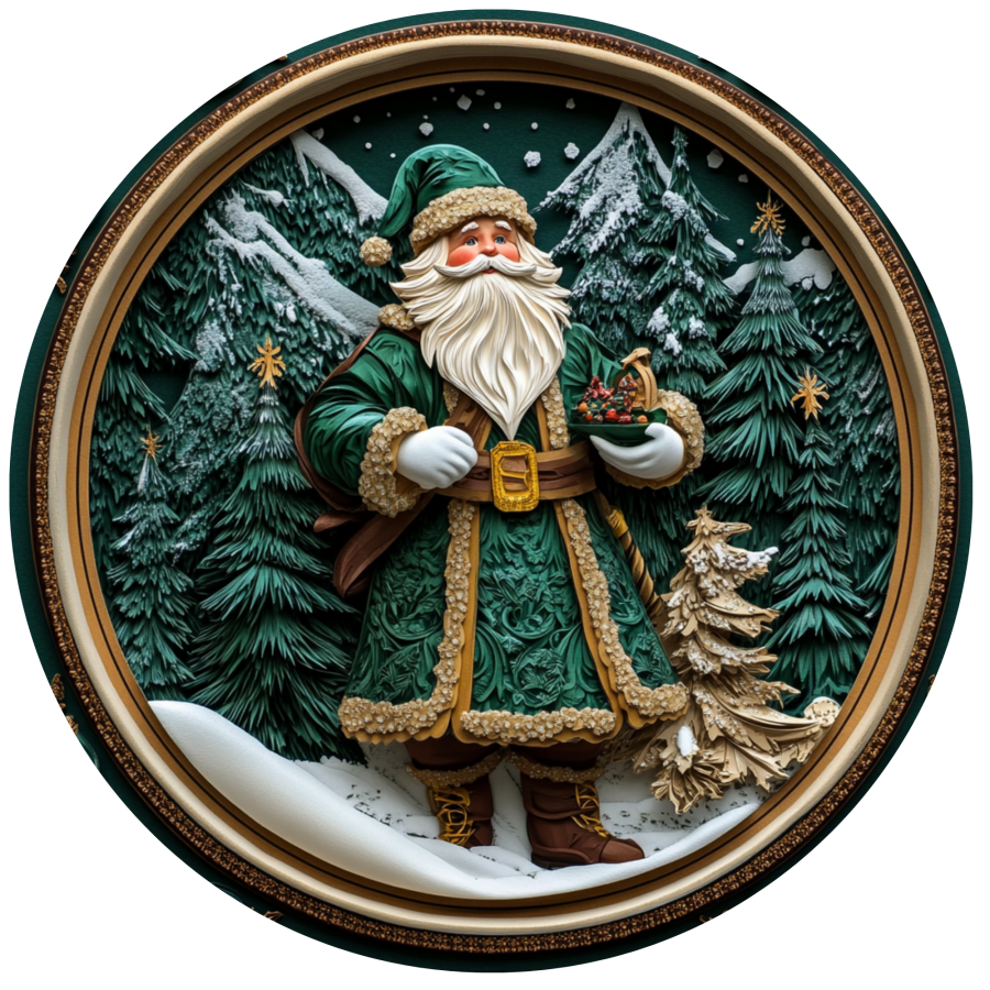 Santa Claus Wall Art, MB-00053, Sign For Wreath, 10" Metal Sign