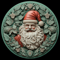 Thumbnail for Santa Sign Green Dco-00638 For Wreath 10 Round Metal