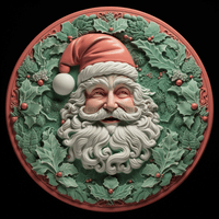 Thumbnail for Santa Sign Green Dco-00639 For Wreath 10 Round Metal