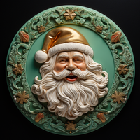Thumbnail for Santa Sign Green Dco-00640 For Wreath 10 Round Metal
