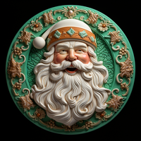 Thumbnail for Santa Sign Green Dco-00641 For Wreath 10 Round Metal