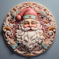 Thumbnail for Santa Sign Pink Dco-00633 For Wreath 10 Round Metal