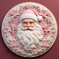 Thumbnail for Santa Sign Pink Dco-00634 For Wreath 10 Round Metal