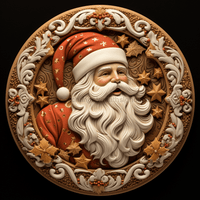 Thumbnail for Santa Sign Red And Gold Dco-00619 For Wreath 10 Round Metal