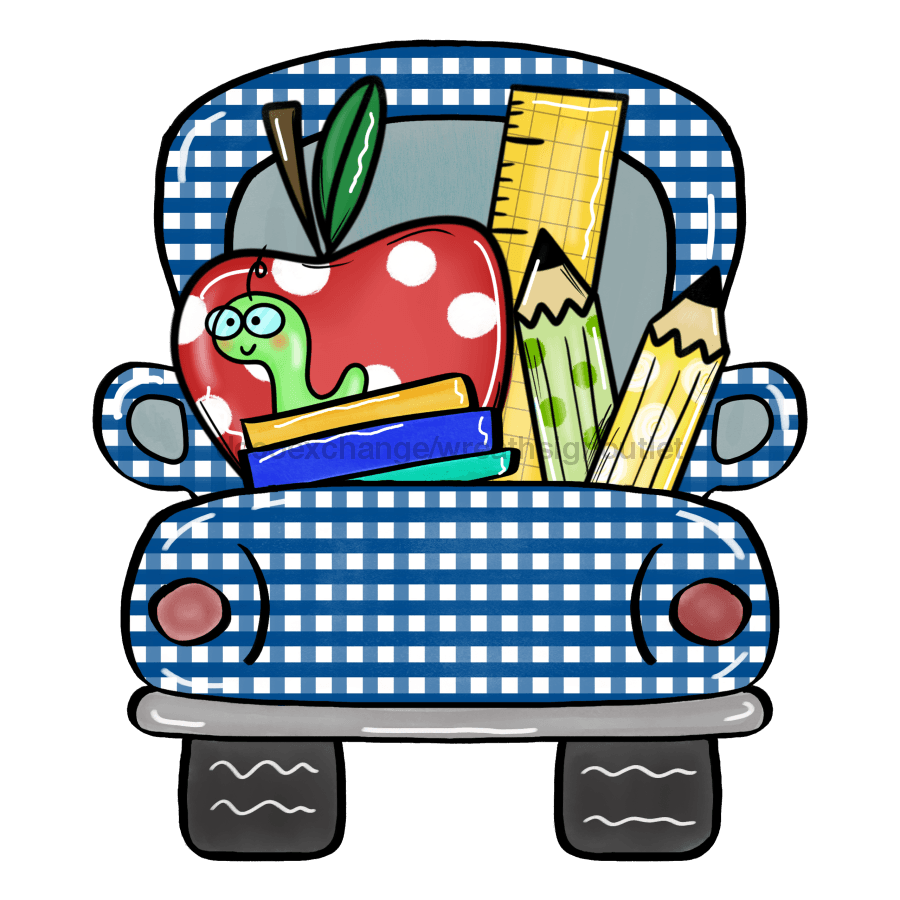 School Sign, Blue School Truck Sign, wood sign, DECOE-W-042 - DecoExchange¬Æ